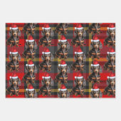 Gladde dachshond Kersthond en rode ruit Inpakpapier Vel (Voorkant 2)