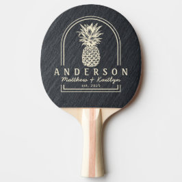 Gladde Donkere Granieten Ananas Trouwboog & Naam Tafeltennisbatje