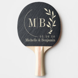 Gladde Donkere Granieten Blad Trouw Monogram Tafeltennisbatje