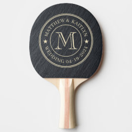 Gladde Donkere Granieten Trouw Monogram Ster Tafeltennisbatje