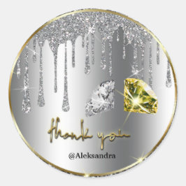 gladde druppel dank je zilvergoud ronde sticker