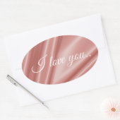 Gladde elegante koraal zijde textuur. Ik hou van j Ovale Sticker (Envelop)