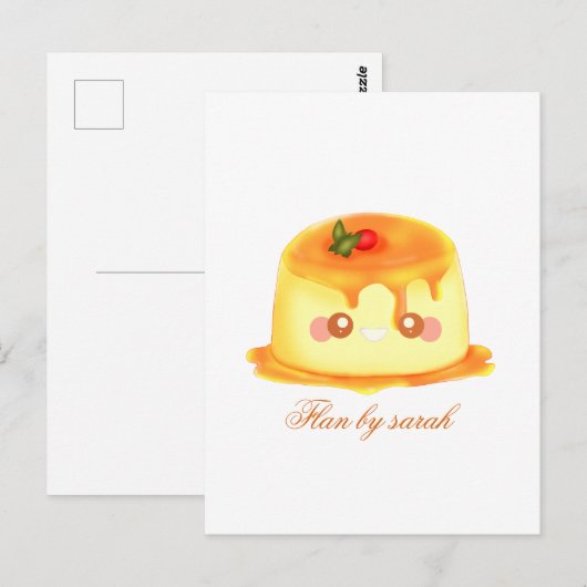 Gladde en romige karamel Spaanse Flan Briefkaart (Voorkant / Achterkant)