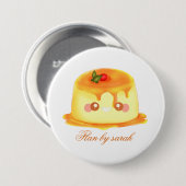 Gladde en romige karamel Spaanse Flan Ronde Button 7,6 Cm (Voorkant /achterkant)