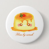 Gladde en romige karamel Spaanse Flan Ronde Button 7,6 Cm (Voorkant)