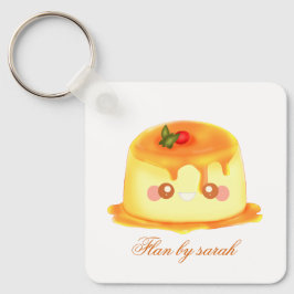 Gladde en romige karamel Spaanse Flan Sleutelhanger