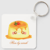 Gladde en romige karamel Spaanse Flan Sleutelhanger (Achterkant)