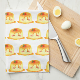 Gladde en romige karamel Spaanse Flan Theedoek