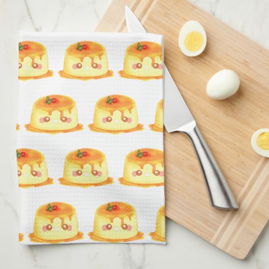 Gladde en romige karamel Spaanse Flan Theedoek (Quarter Fold)