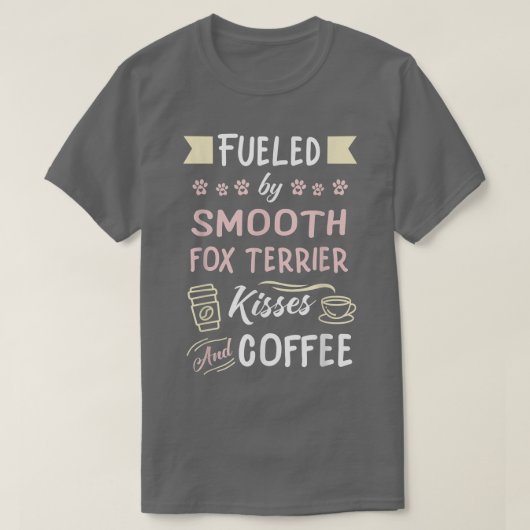 Gladde Fo Terrier Kusjes en Koffie T-shirt (Design voorkant)