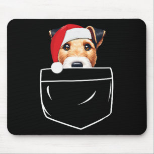 Gladde Fox Terrier Hond Kerstman Hoed Kerstzak Muismat