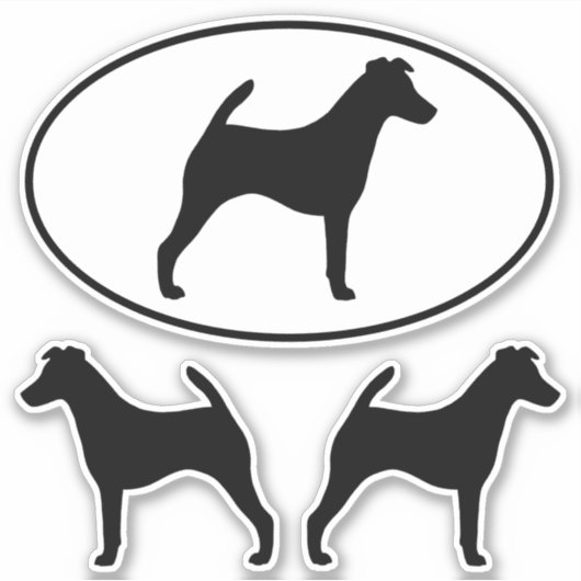Gladde Fox Terrier Hondensilhouetten Vinyl Sticker (Voorkant)