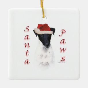 Gladde Fox Terrier Santa Paws Keramisch Ornament