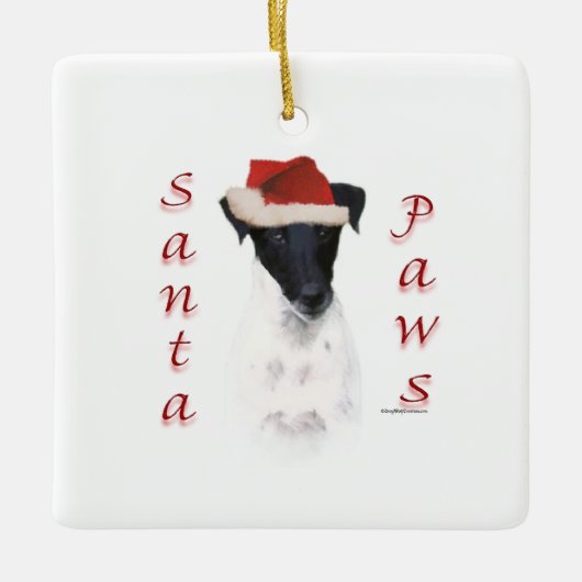 Gladde Fox Terrier Santa Paws Keramisch Ornament (Voorkant)