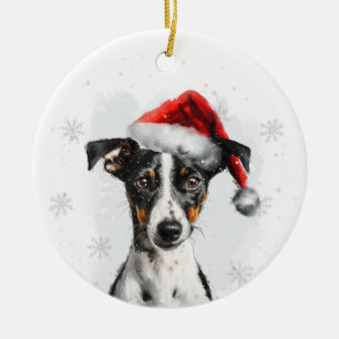 Gladde Foxterriër Hond Kerstmis Gepersonaliseerd Keramisch Ornament