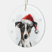Gladde Foxterriër Hond Kerstmis Gepersonaliseerd Keramisch Ornament (Links)