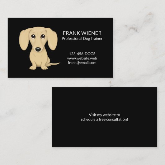 Gladde gecoate crème blond teckel cartoon hond visitekaartje (Voorkant / Achterkant)