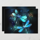 Gladde glazen libellen meer feestdagenkaart (Voorkant / Achterkant)