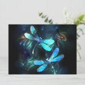 Gladde glazen libellen meer feestdagenkaart (Staand voorkant)