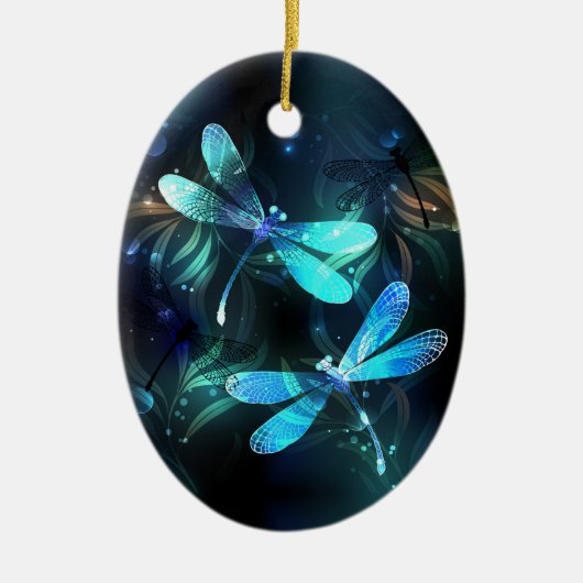 Gladde glazen libellen meer keramisch ornament (Voorkant)