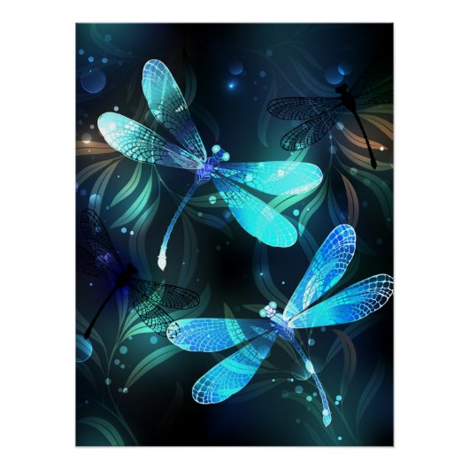 Gladde glazen libellen meer perfect poster (Voorkant)