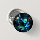 Gladde glazen libellen meer ronde button 3,2 cm (Voorkant /achterkant)