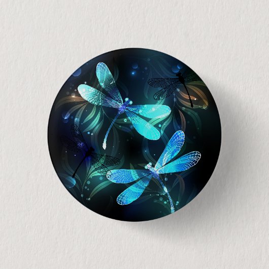 Gladde glazen libellen meer ronde button 3,2 cm (Voorkant)