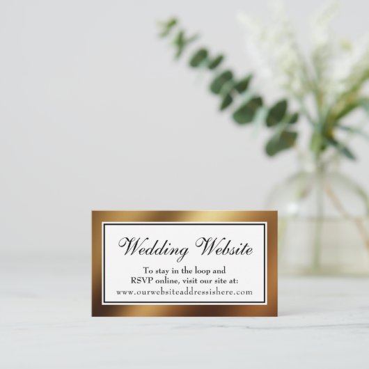 Gladde Gold Glam Wedding Website Insert Kaart (Staand voorkant)