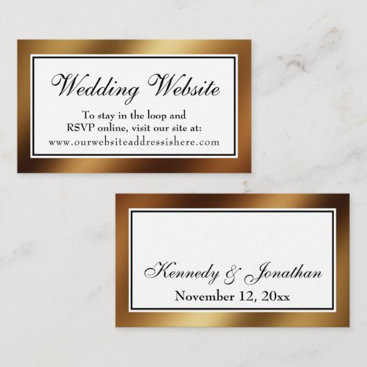 Gladde Gold Glam Wedding Website Insert Kaart (Voorkant / Achterkant)