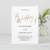 Gladde gouden handschrift Eenvoudig het huwelijk v Kaart (Staand voorkant)