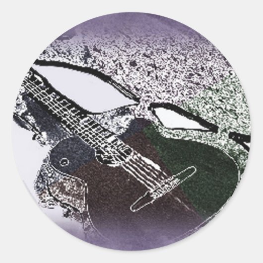 Gladde Jazz Gitaar Ronde Sticker (Voorkant)