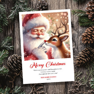 Gladde Kerstman met Rudolph vrolijk kerstgroet Feestdagenkaart