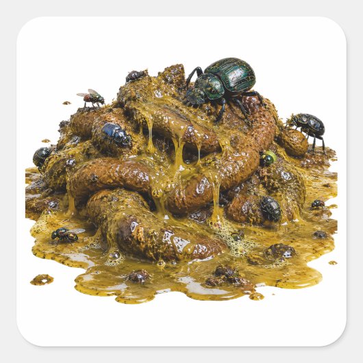 Gladde mestkever voedingsroes vierkante sticker (Voorkant)