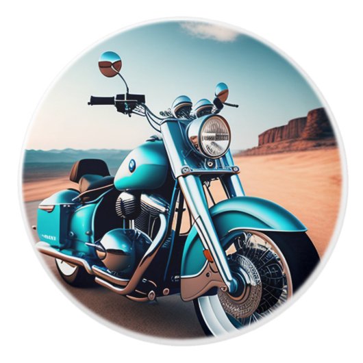 Gladde motorfiets blauwe strand keramische knop (Voorkant)