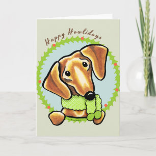 Gladde Rode Dachshond Fijne Hondsdagen Feestdagen Kaart