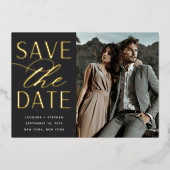 Gladde script | Enkele foto Save the Date Folie Uitnodiging (Voorkant)