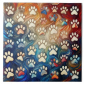 Gladde textuur en ingewikkelde hondenpootafdruk tegeltje (Voorkant)