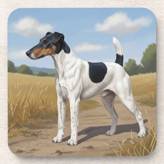 Gladde Vos Terrier Bier Onderzetter (Voorkant)