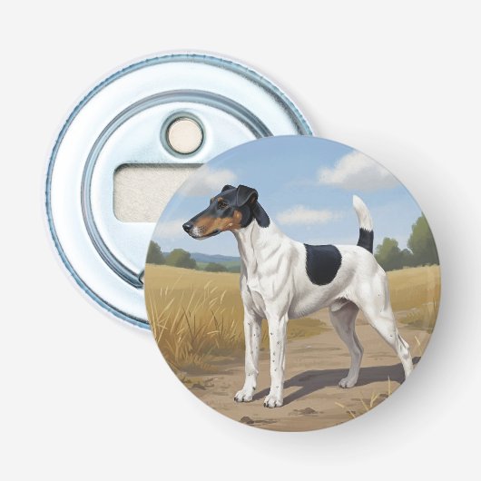 Gladde Vos Terrier Button Flesopener (Voorkant)