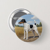 Gladde Vos Terrier Ronde Button 5,7 Cm (Voorkant /achterkant)