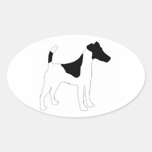 Gladde vos terrier silhouet ovale sticker
