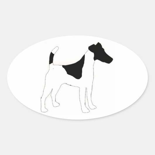 Gladde vos terrier silhouet ovale sticker (Voorkant)