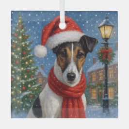 Gladde Vos Terrier Vakantie Glas Ornament