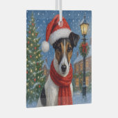 Gladde Vos Terrier Vakantie  Glas Ornament (Voorkant Rechts)