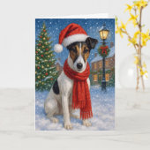 Gladde Vos Terrier Vakantie Kaart (Gele Bloem)