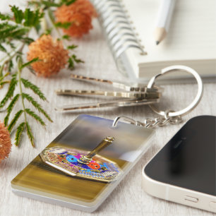 GladdeJoe Hanukkah-dreidelcadeau achthoekige basis Sleutelhanger