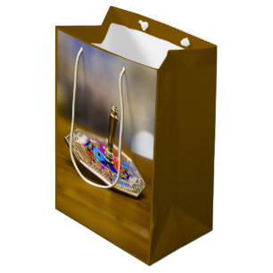 GladdeJoe Hanukkah-driedelcadeau achthoekige basis Medium Cadeauzakje