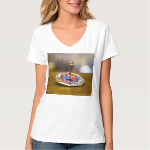 GladdeJoe Hanukkah-driedelcadeau achthoekige basis T-shirt