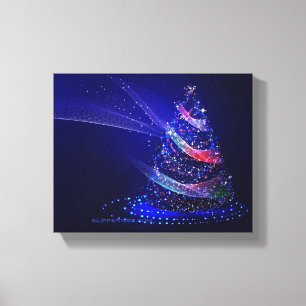 GladdeJoe kerstboom digitaal doorschijnend rood Canvas Afdruk