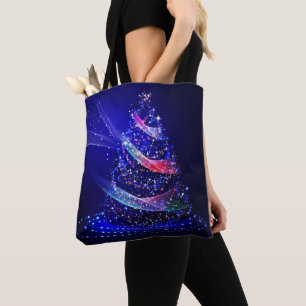 GladdeJoe kerstboom digitaal doorschijnend rood Tote Bag